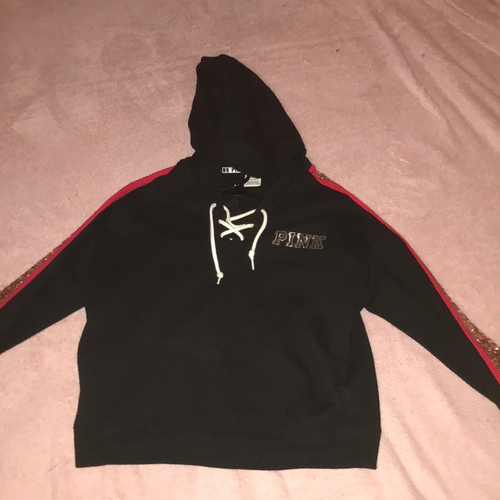 Limited edition Victoria’s Secret PINK hoodie! Sequin roses - S